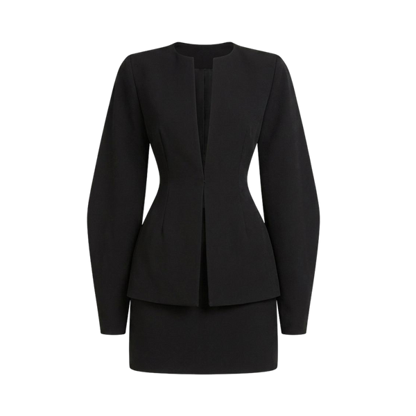 Valeria Plunge Blazer Co-Ord Set - Black