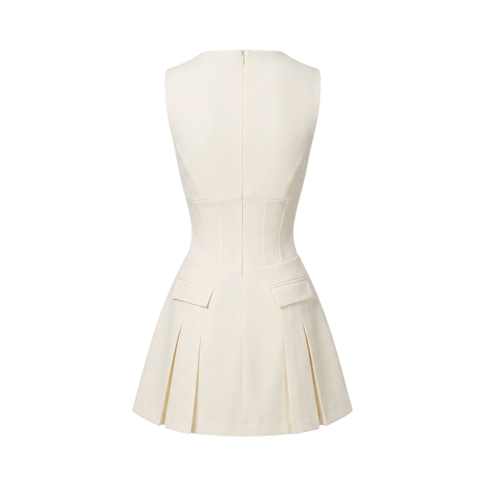 Valeria Plunge Tailored Mini Dress - Ivory