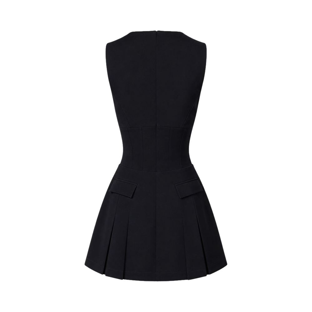 Valeria Plunge Tailored Mini Dress - Noir