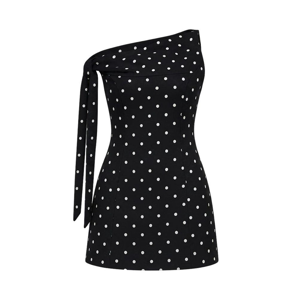 Valeria Polka Dot Mini Dress - Black