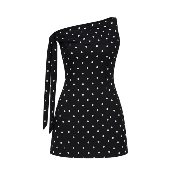 Valeria Polka Dot Mini Dress - Black