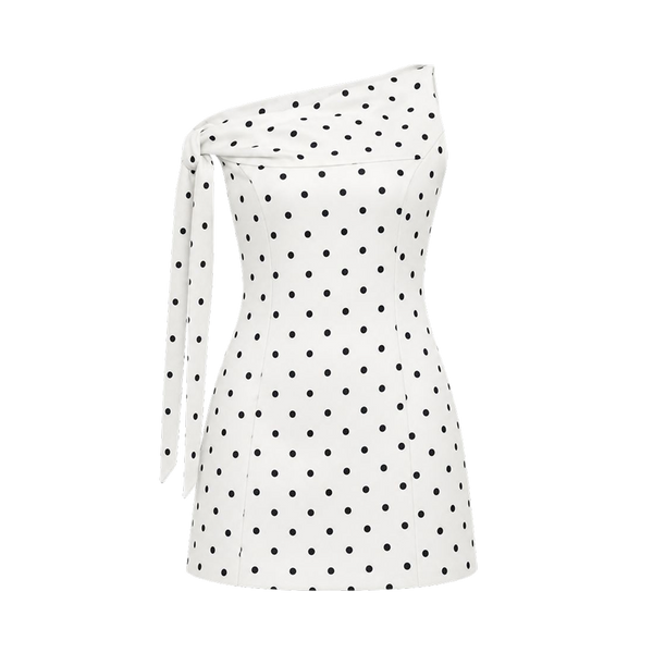 Valeria Polka Dot Mini Dress - White