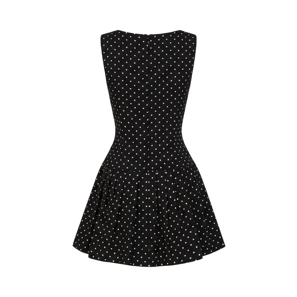 Valeria Polka Dot Peplum Mini Dress - Black