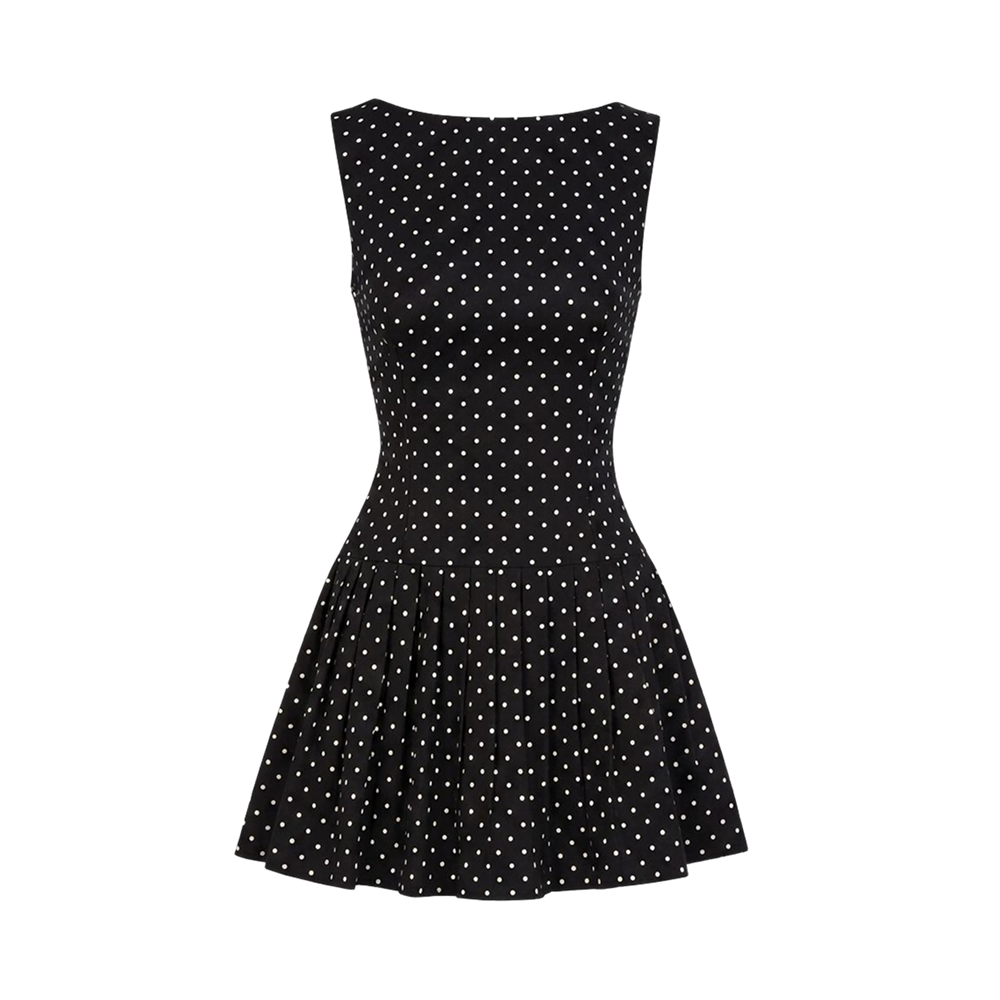 Valeria Polka Dot Peplum Mini Dress - Black