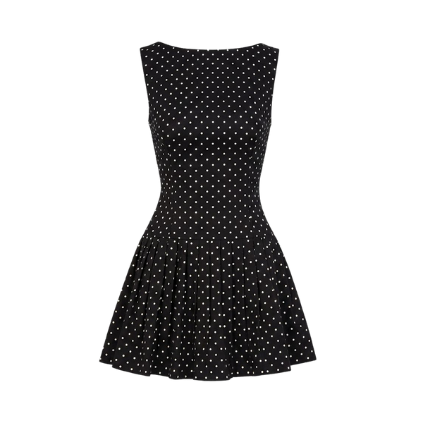 Valeria Polka Dot Peplum Mini Dress - Black