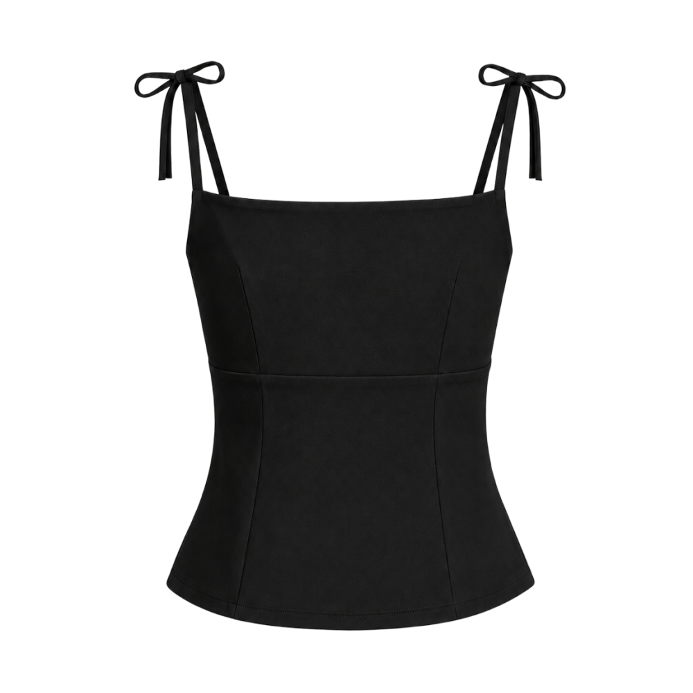 Valeria Ribbon Tie Cami - Noir