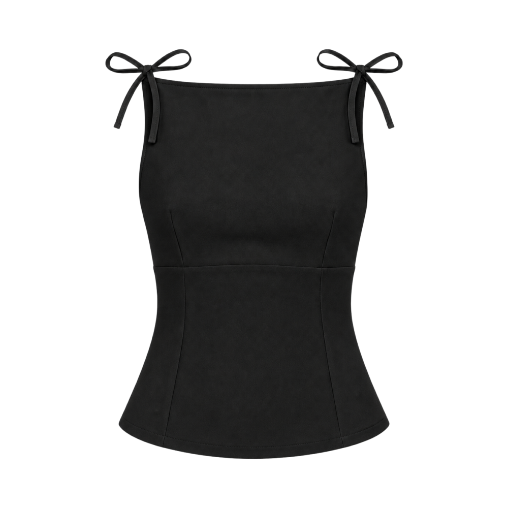 Valeria Ribbon Tie Cami - Noir