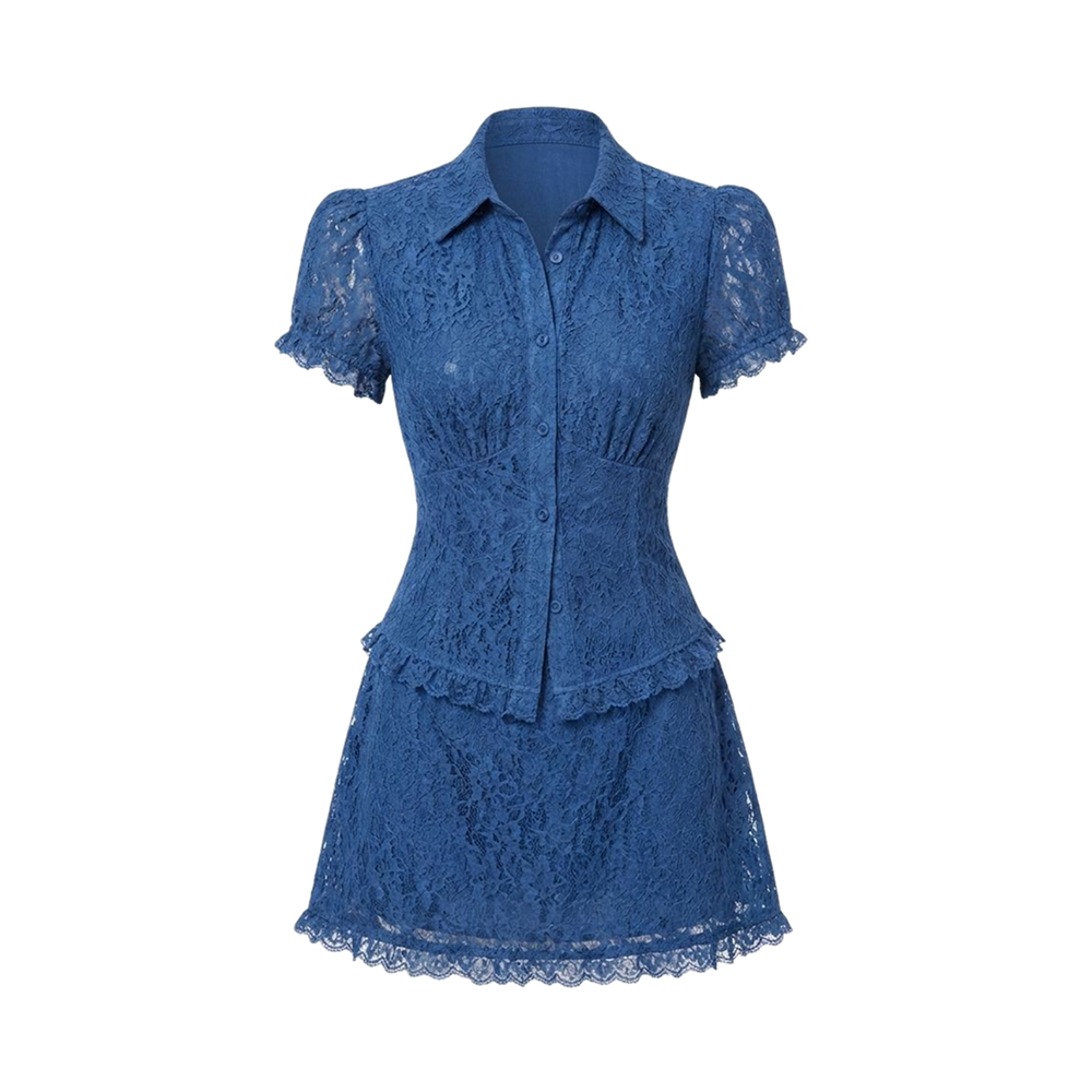 Valeria Ruched Co-Ord Set - Blue