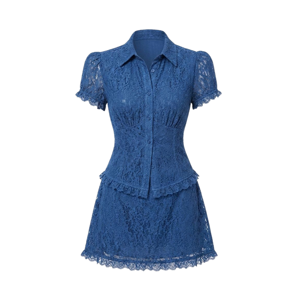 Valeria Ruched Co-Ord Set - Blue