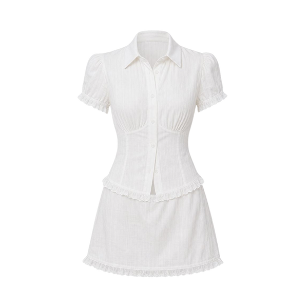 Valeria Ruched Co-Ord Set - White