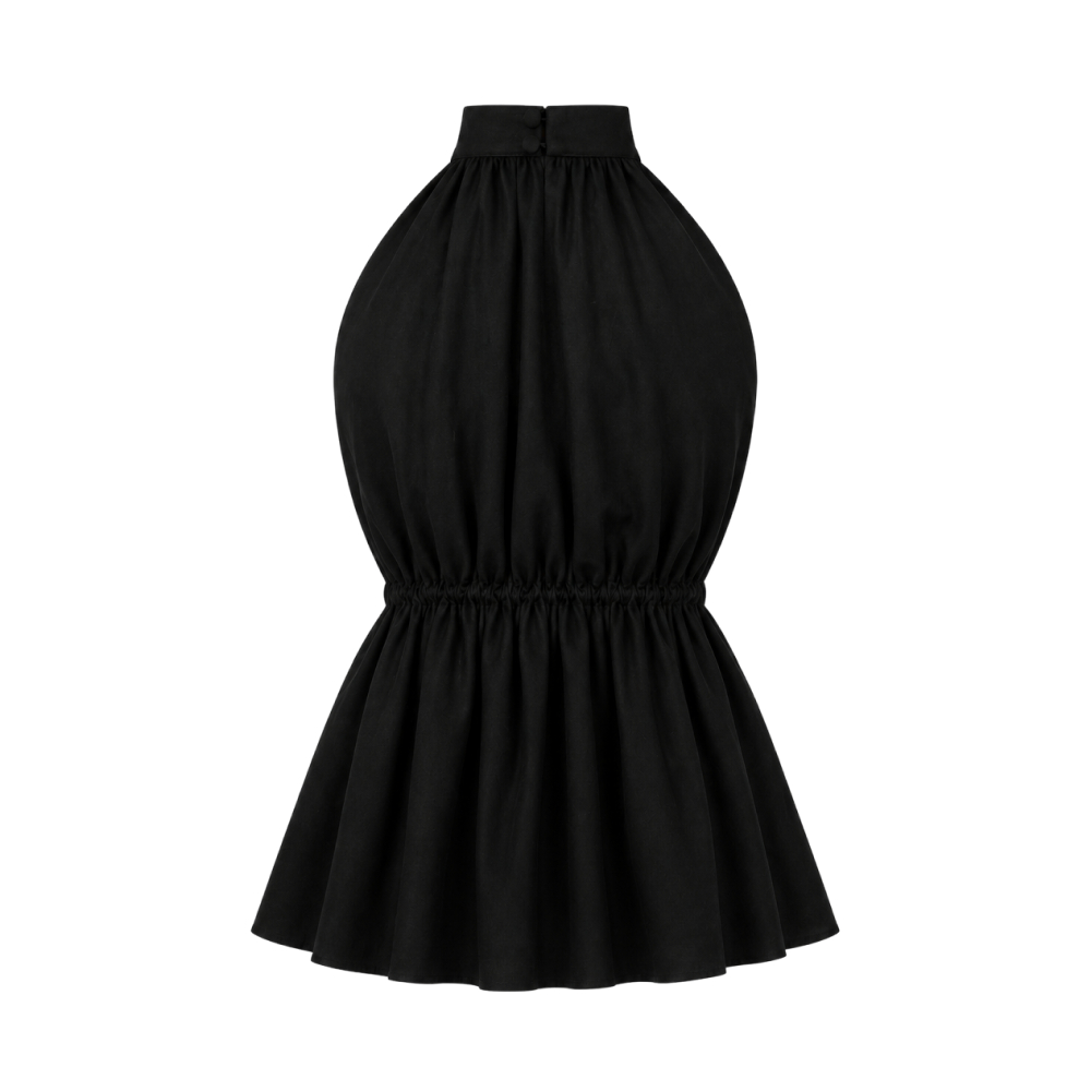 Valeria Ruched Halter Corset Top - Noir