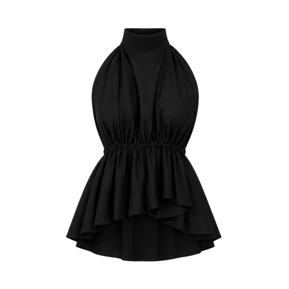 Valeria Ruched Halter Corset Top - Noir