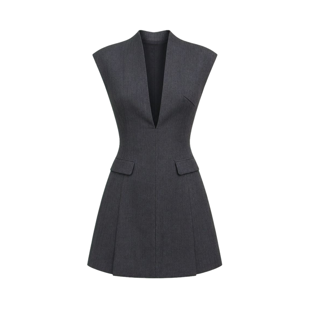 Valeria Sculpted Blazer Mini Dress - Charcoal Grey