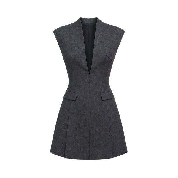 Valeria Sculpted Blazer Mini Dress - Charcoal Grey