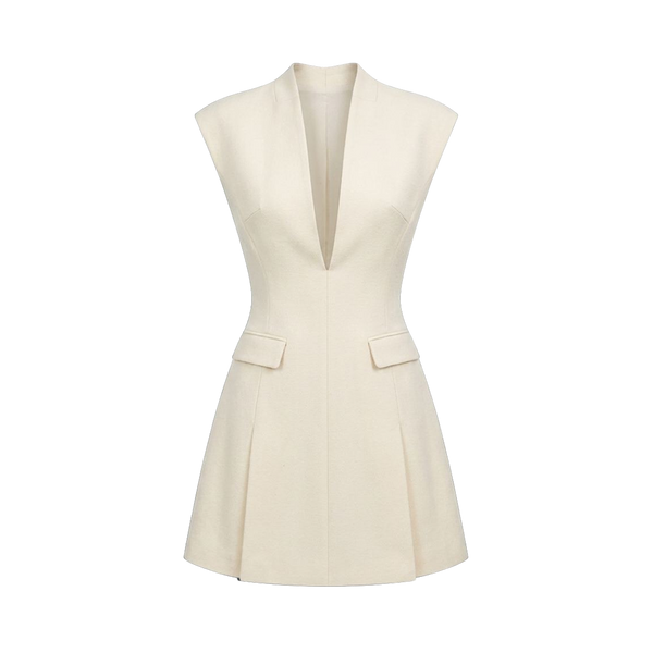 Valeria Sculpted Blazer Mini Dress - Warm Ivory