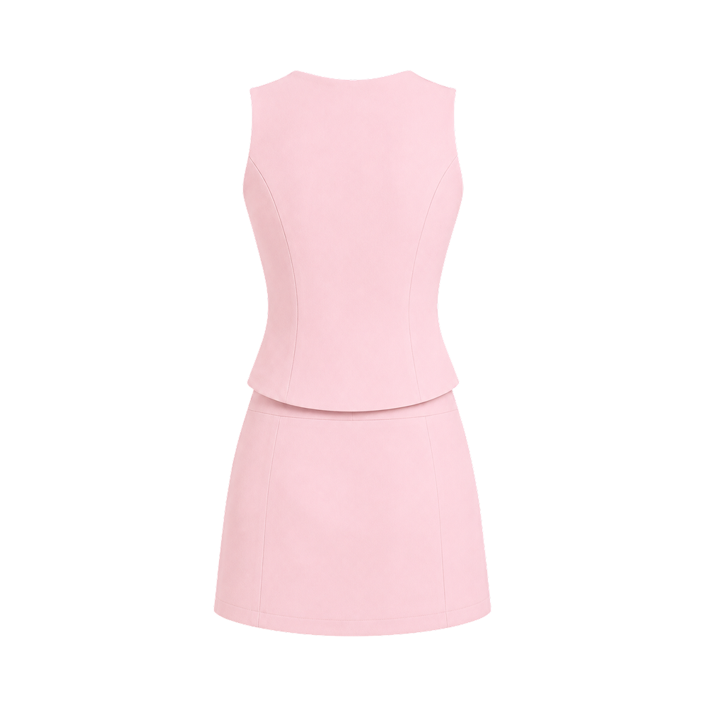 Valeria Sculpted Button Co-Ord Set - Blush