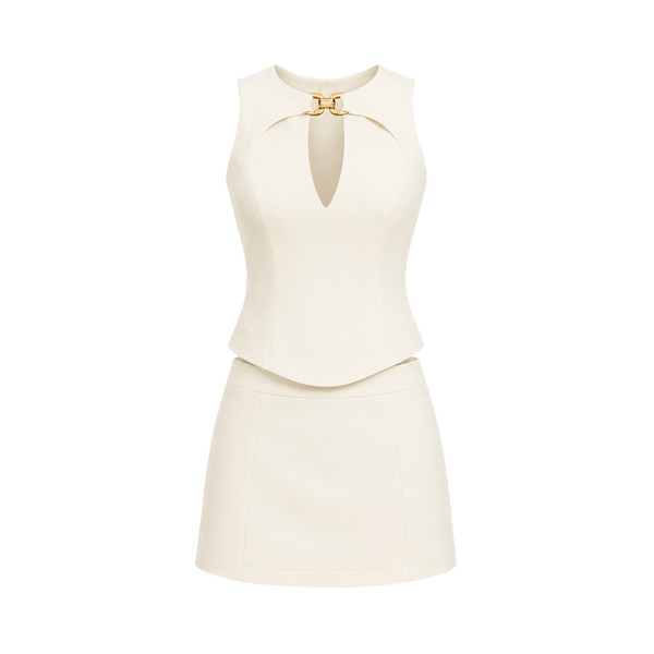 Valeria Sculpted Clasp Co-Ord Set - Ivory