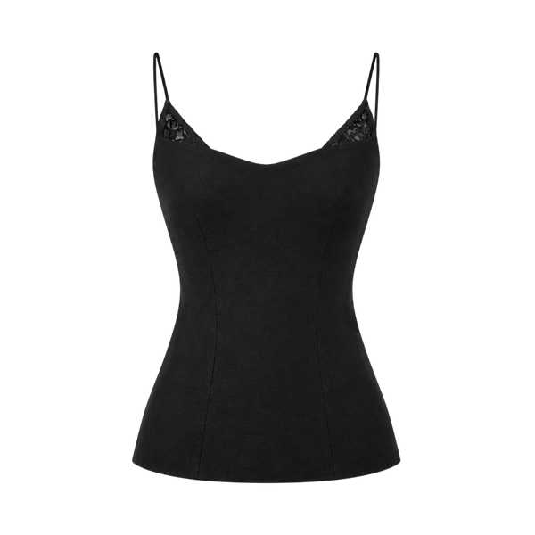 Valeria Sculpted Lace-Up Cami Top - Noir