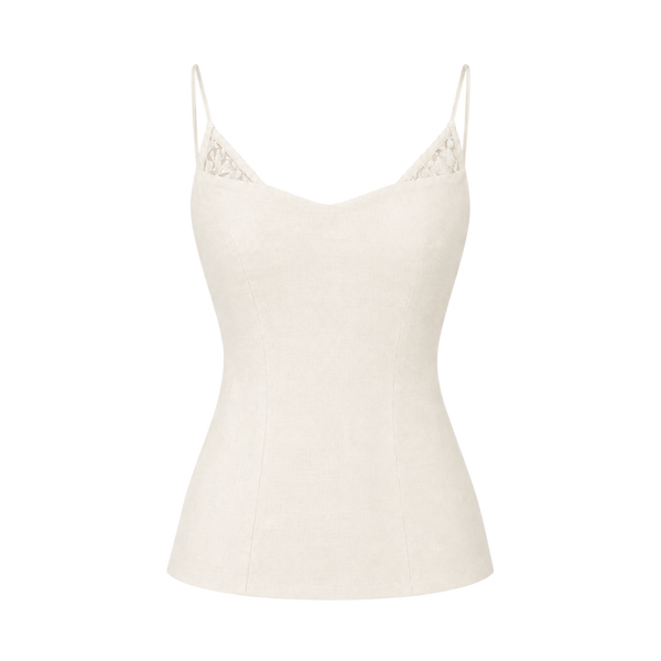 Valeria Sculpted Lace-Up Cami Top - Off White