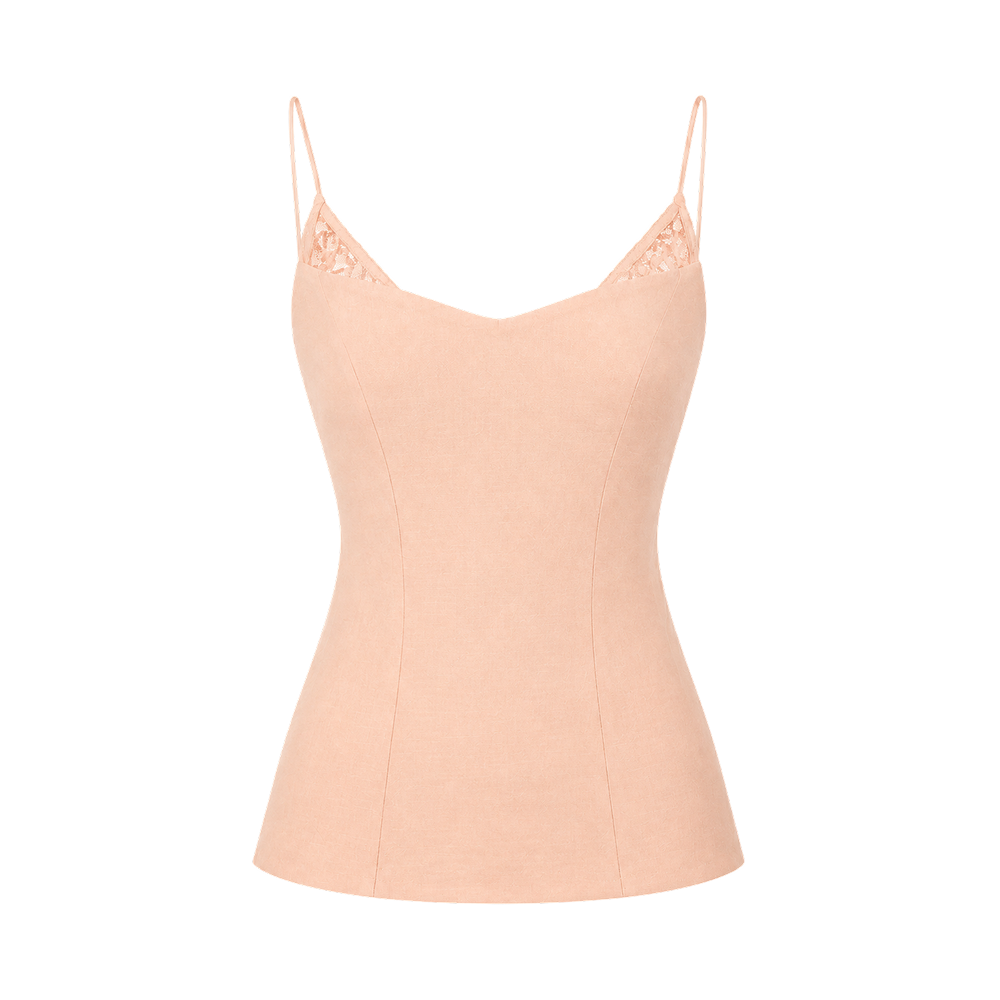 Valeria Sculpted Lace-Up Cami Top - Peach