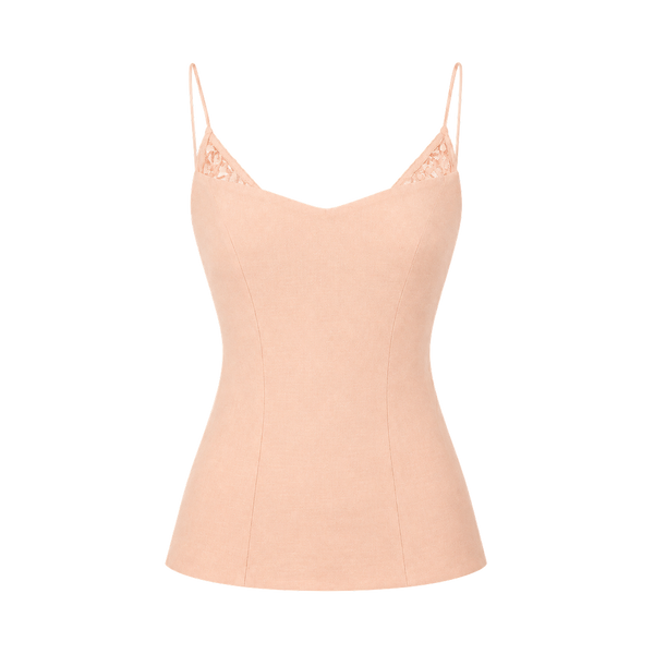 Valeria Sculpted Lace-Up Cami Top - Peach