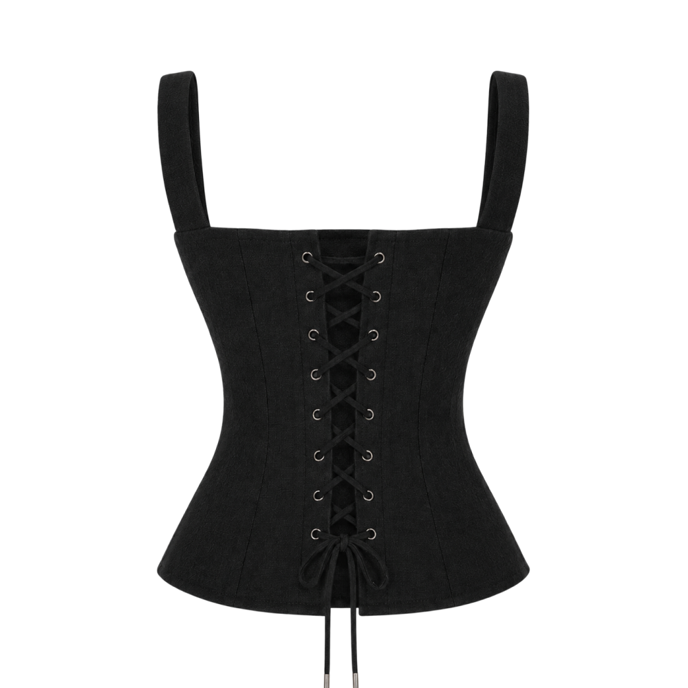 Valeria Sculpted Lace-Up Corset - Noir
