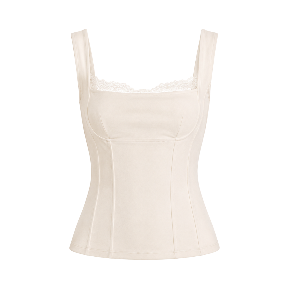 Valeria Sculpted Lace Corset Top - Ivory