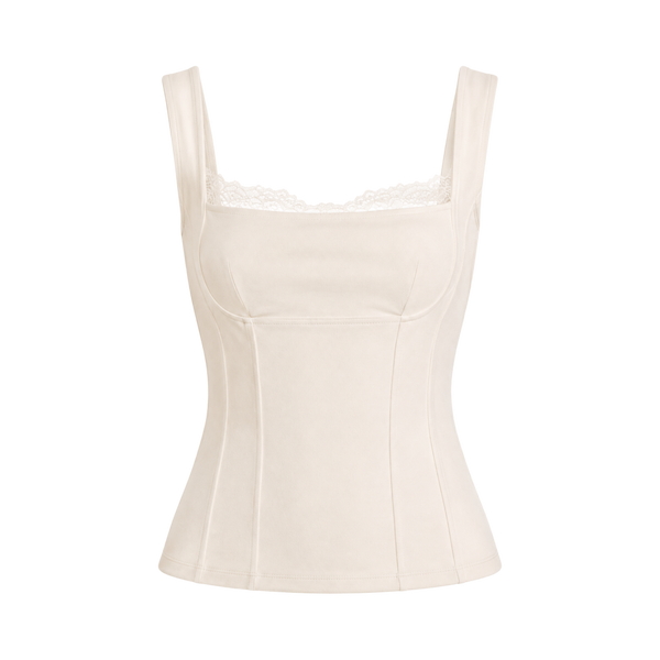 Valeria Sculpted Lace Corset Top - Ivory