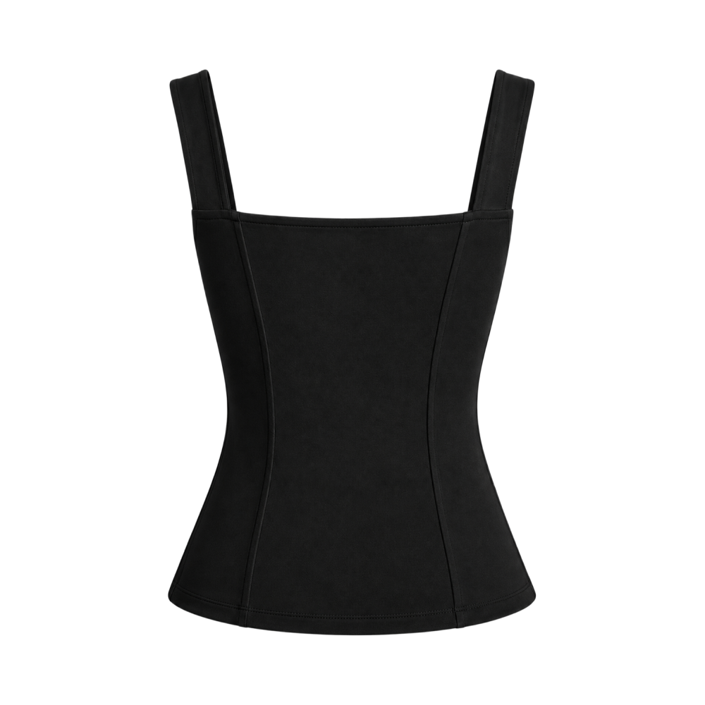 Valeria Sculpted Lace Corset Top - Midnight Black