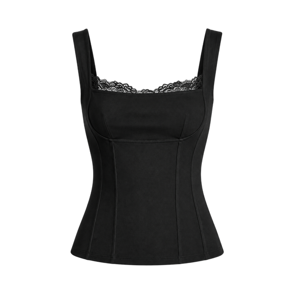 Valeria Sculpted Lace Corset Top - Midnight Black