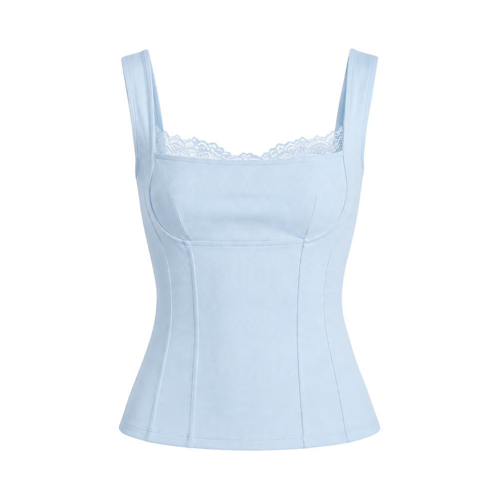 Valeria Sculpted Lace Corset Top - Powder Blue