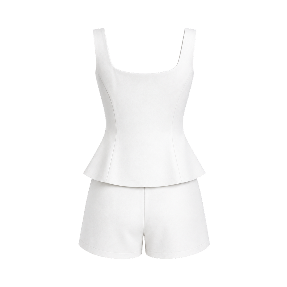Valeria Sculpted Peplum Co-Ord Set - White