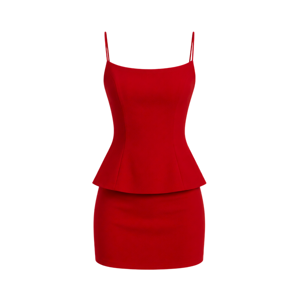 Valeria Sculpted Peplum Set - Rouge Crimson