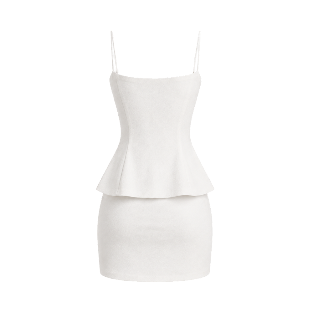 Valeria Sculpted Peplum Set Back - Porcelain White