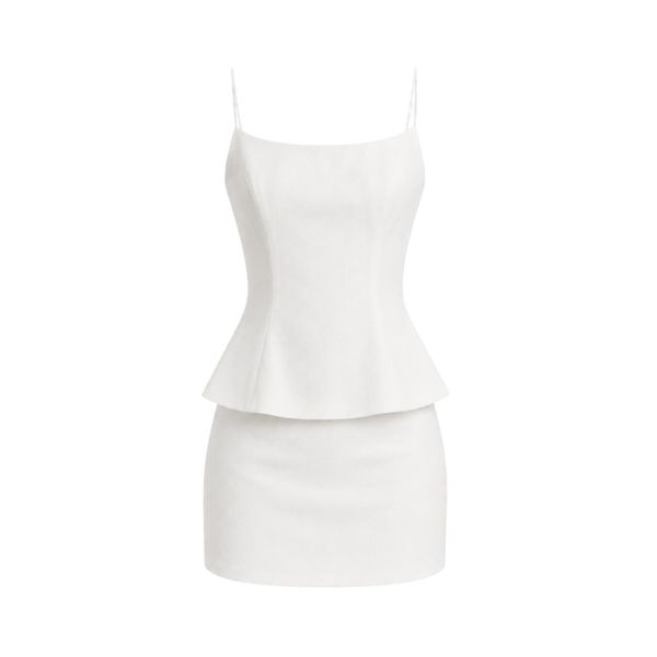 Valeria Sculpted Peplum Set Back - Porcelain White