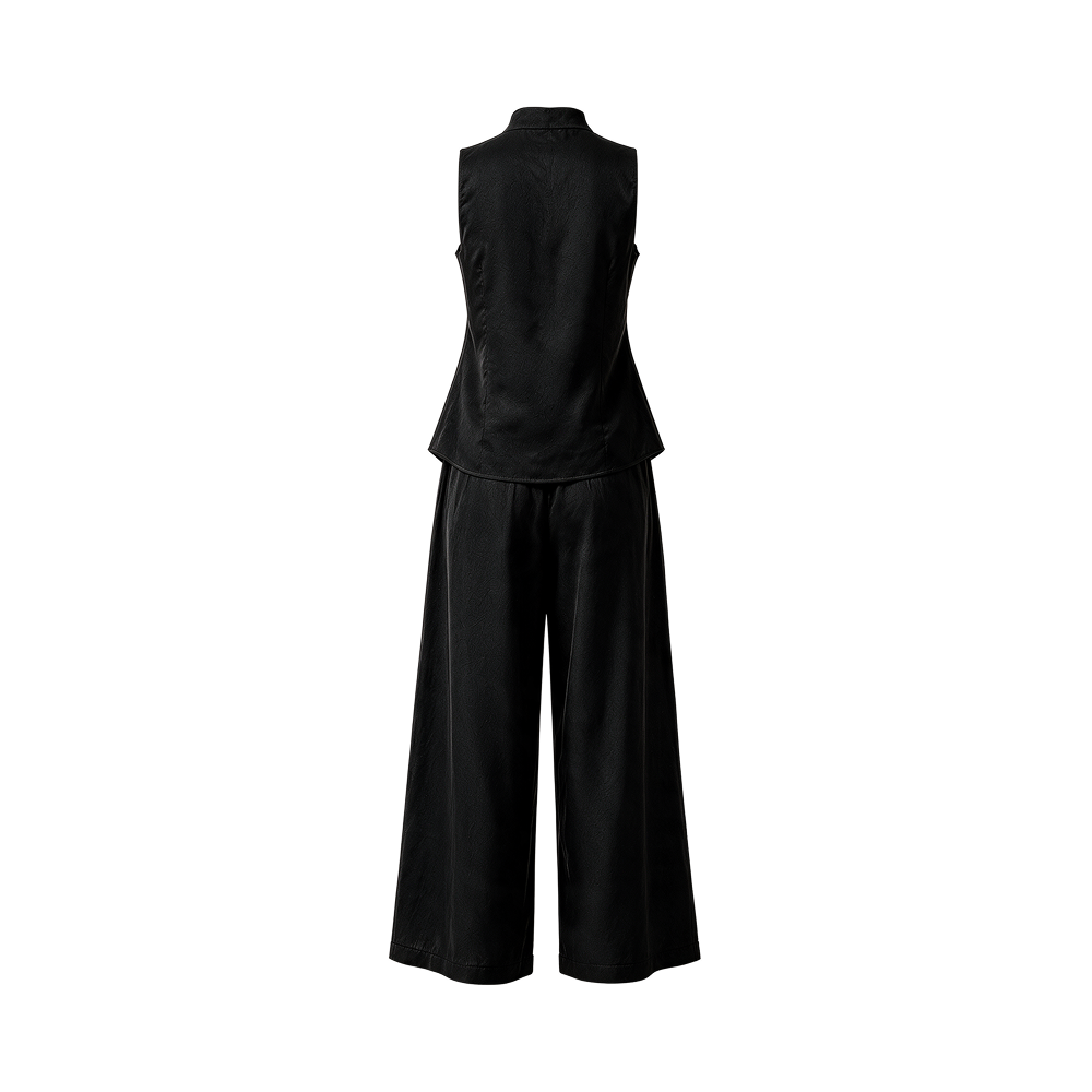 Valeria Sculpted Wrap Co-Ord Set - Black