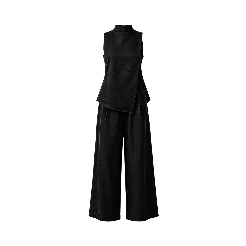 Valeria Sculpted Wrap Co-Ord Set - Black