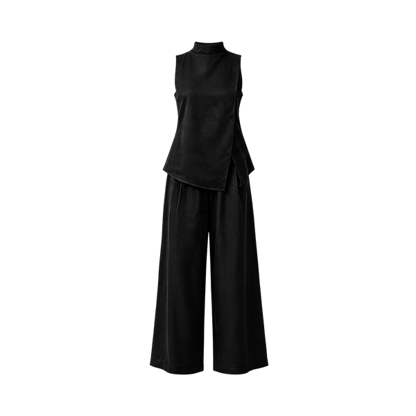 Valeria Sculpted Wrap Co-Ord Set - Black