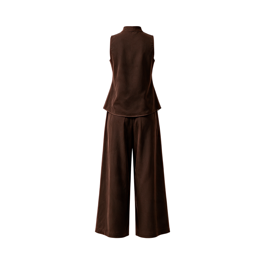 Valeria Sculpted Wrap Co-Ord Set - Brown