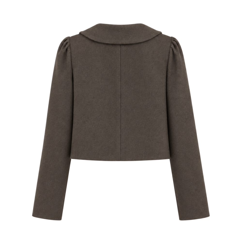 Valeria Soft Collar Cropped Jacket - Mocha