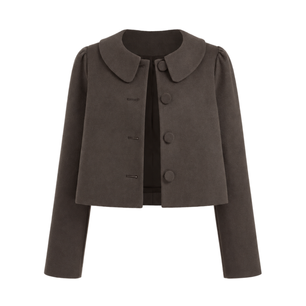 Valeria Soft Collar Cropped Jacket - Mocha