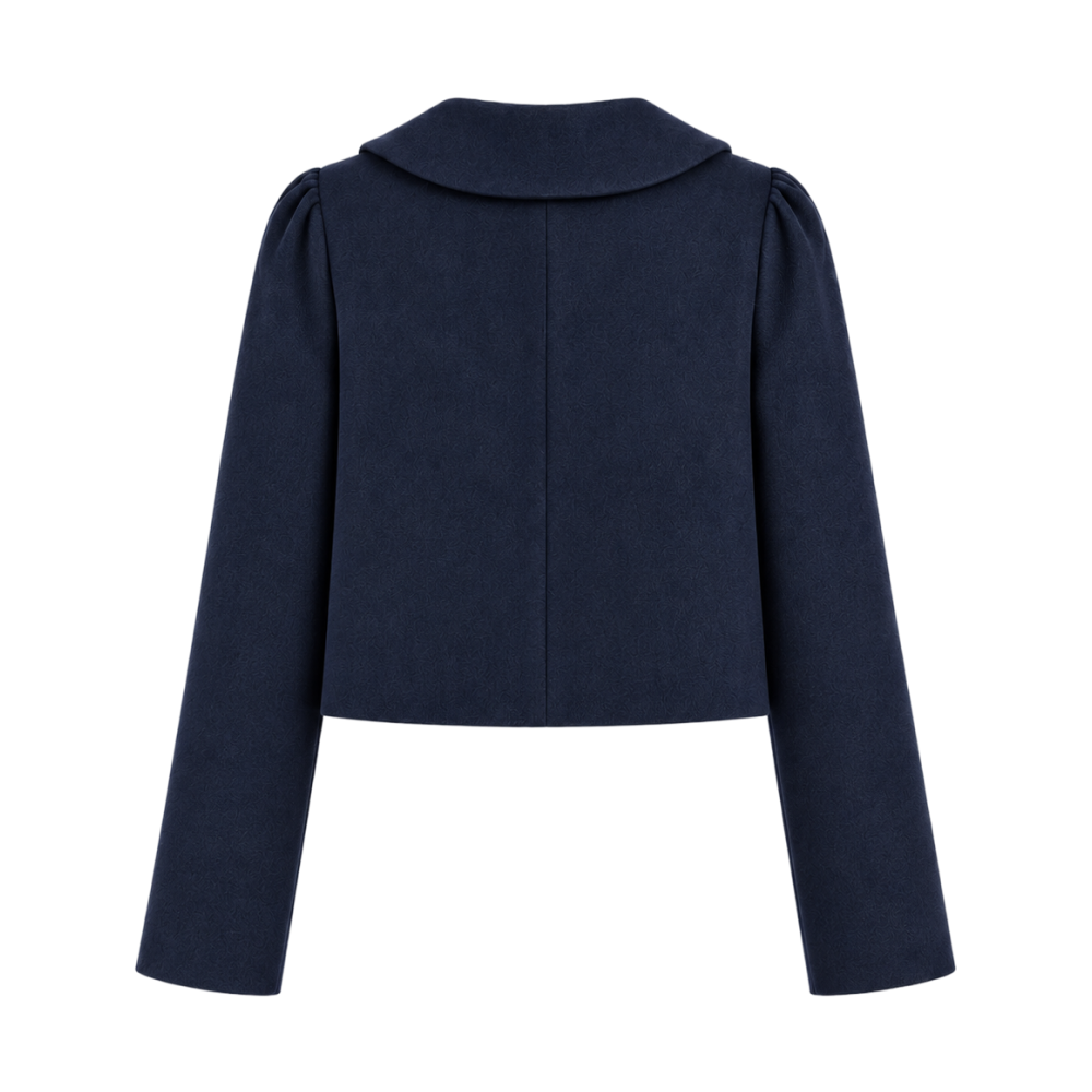Valeria Soft Collar Cropped Jacket - Navy