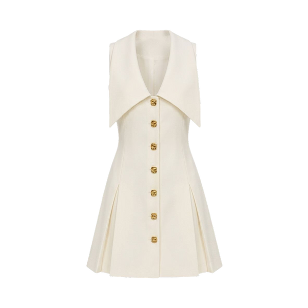Valeria Statement Collar Mini Dress - Ivory