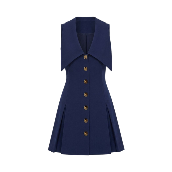 Valeria Statement Collar Mini Dress - Navy Blue