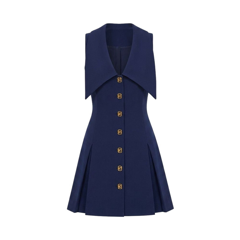 Valeria Statement Collar Mini Dress - Navy Blue