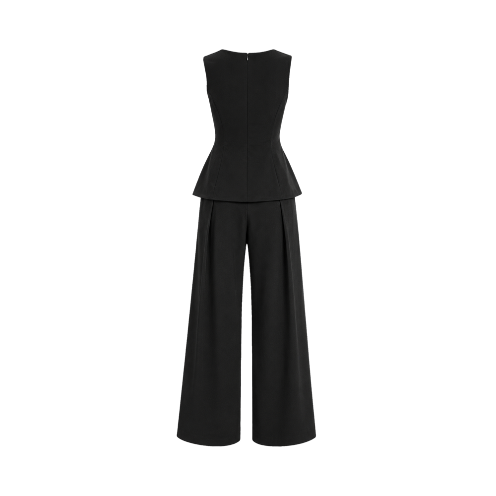 Valeria Structured Peplum Trouser Set - Black