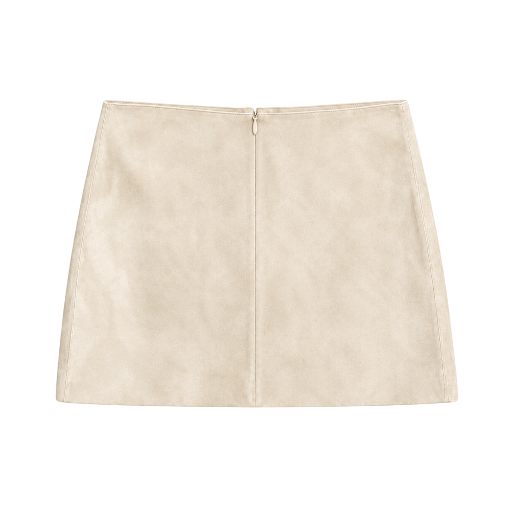 Valeria Suede A-Line Mini Skirt - Ivory