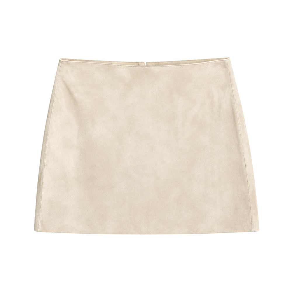 Valeria Suede A-Line Mini Skirt - Ivory