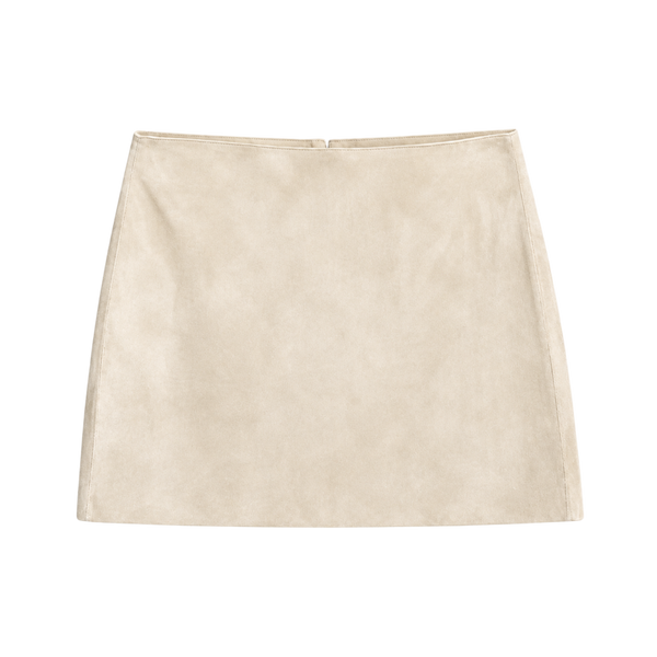 Valeria Suede A-Line Mini Skirt - Ivory