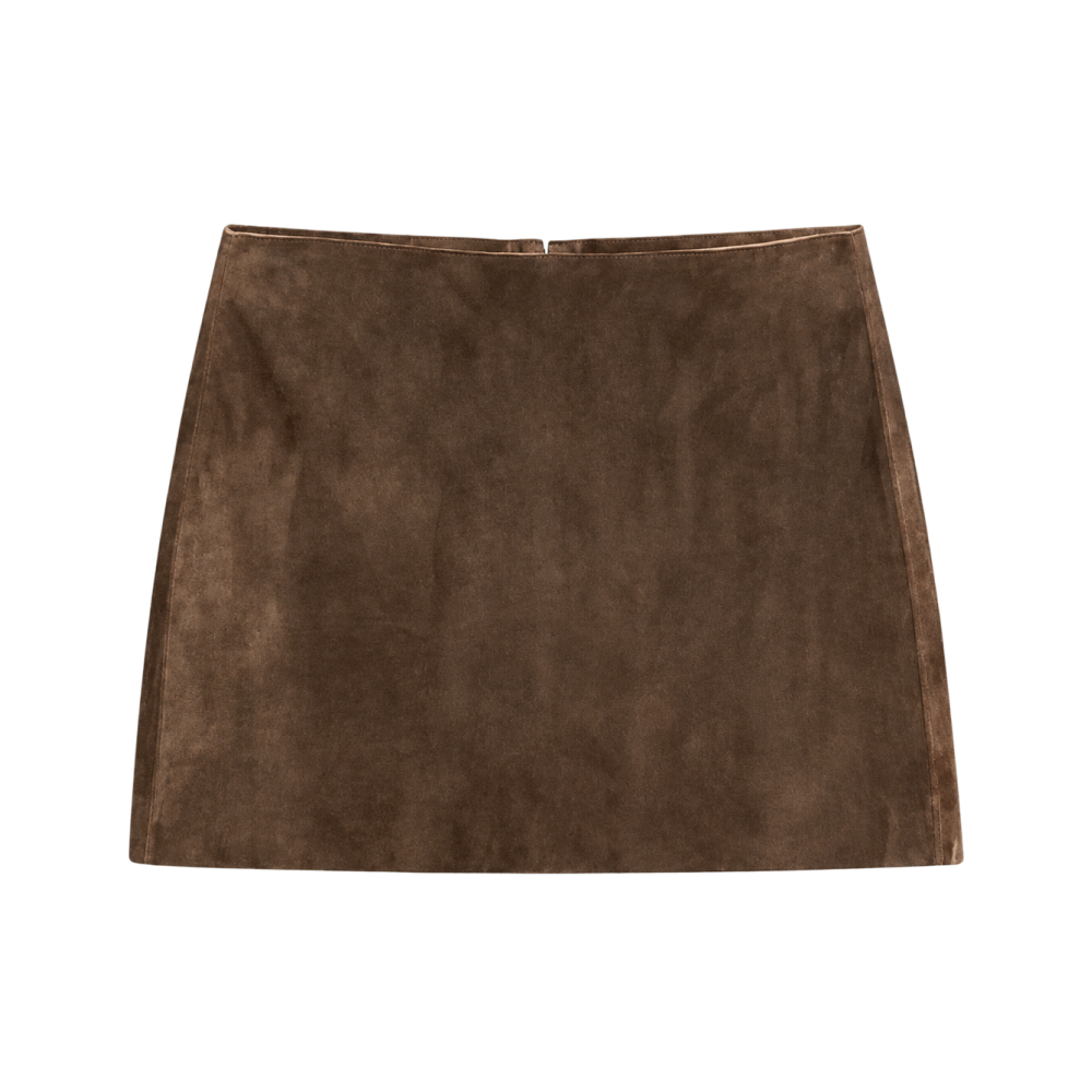 Valeria Suede A-Line Mini Skirt - Mocha